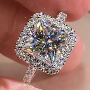 925 Sterling Silver Moissanite Halo Ring